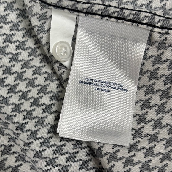 Land’s End Black/White Houndstooth Button-Up Women’s Size 14 Shirt Rolled Sleeve - Picture 7 of 9